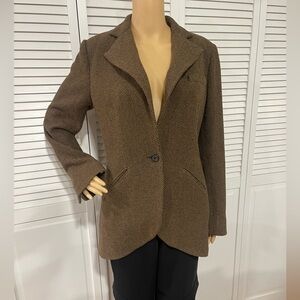 Ralph Lauren Brown Textured Single-Button Women's Blazer